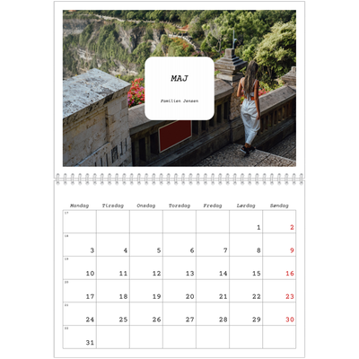 Fotokalender A4 dobbelt (30 x 40 cm) — Den fulle historie [Maj]