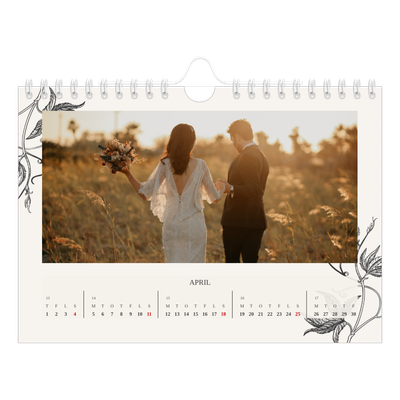 A5 Foto Kalender — Blek & blomst [April]