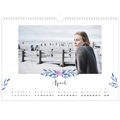 A3 Foto Kalender — Blomsterillustrationer [April]