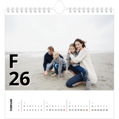 Årskalender kvadratisk — Bogstav og tal [Februar]