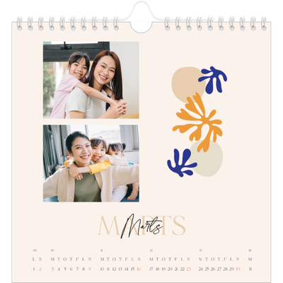 Årskalender kvadratisk — Minimalistisk koral [Marts]