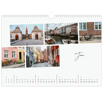 A3 Foto Kalender — Byferie (hvid) [Januar]