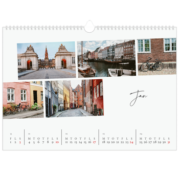 A3 Landskab Fotokalender — Byferie (hvid)
