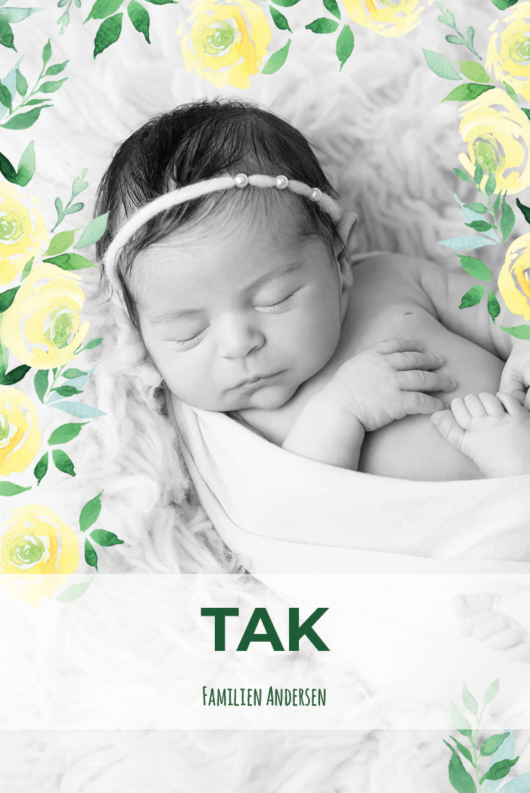 Takkekort — Akvarel gule blomster