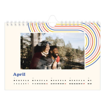 A5 Foto Kalender — Retro striber [April]