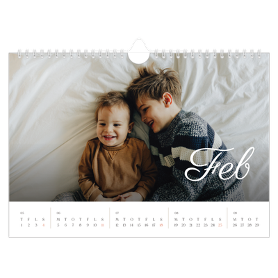 Fotokalender A4 — Håndskreven måned [Februar]
