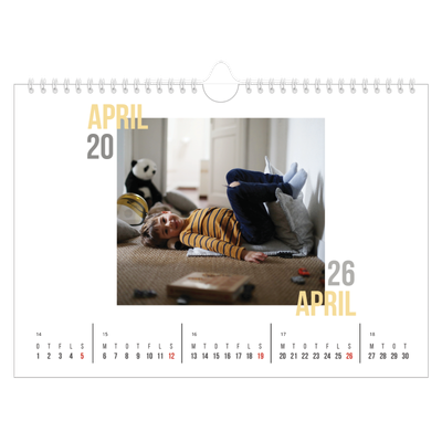 Fotokalender A4 — Dublet tekst [April]
