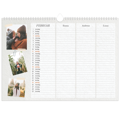 A3 Foto Kalender — Naturlig familiekalender - Familie på 3 [Februar]