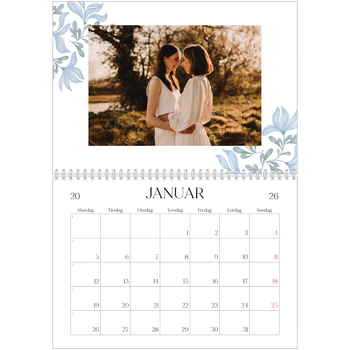 Fotokalender A4 dobbelt — Elegant blomstret