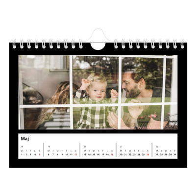 A5 Foto Kalender — Sort ramme [kalender forside]