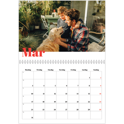 Fotokalender A4 dobbelt (30 x 40 cm) — Et fantastisk år [Marts]