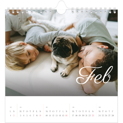 Årskalender kvadratisk — Håndskreven måned [Februar]