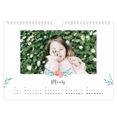 Fotokalender A4 — Blomsterillustrationer [Marts]