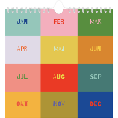 Årskalender kvadratisk — Farverig kalender [kalender forside]