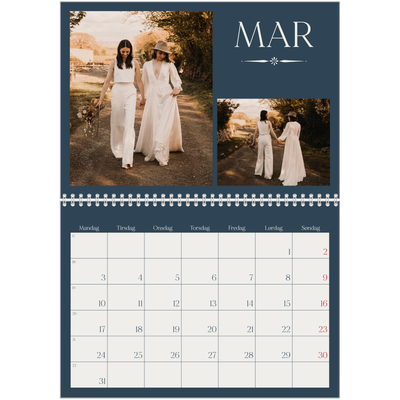 Fotokalender A4 dobbelt (30 x 40 cm) — Skifer & seriffer [Marts]