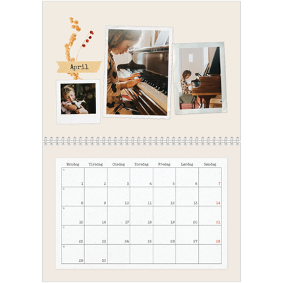 Fotokalender A4 dobbelt (30 x 40 cm) — Vintage scrapbooking [April]