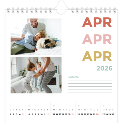 Årskalender kvadratisk — Farverige fonter [April]