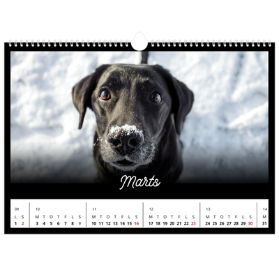 A3 Foto Kalender — Sort minimal [Marts]