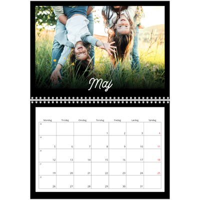 Fotokalender A4 dobbelt (30 x 40 cm) — Sort minimal [kalender forside]