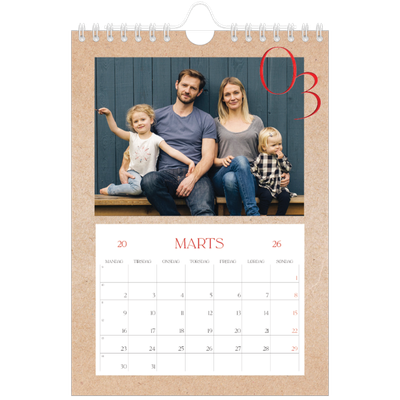 A5 Foto Kalender — Røde elementer [Marts]
