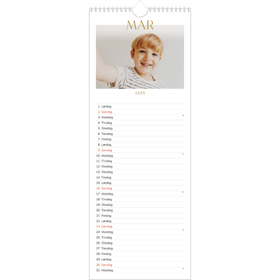 Køkkenkalender  — Guld stor skrift [Marts]