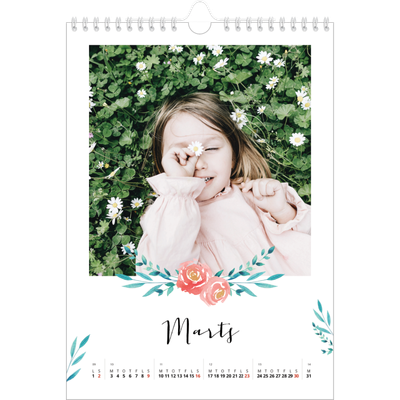 Fotokalender A4 (20 x 30 cm) — Blomsterillustrationer [Marts]