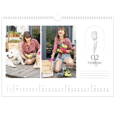 A3 Foto Kalender — Enkel botanisk [Februar]