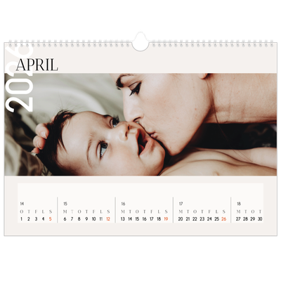 A3 Foto Kalender — Overlappende tekst [April]