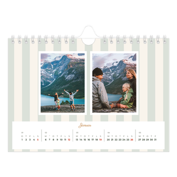 A5 Landskab Fotokalender — Skrift og striber