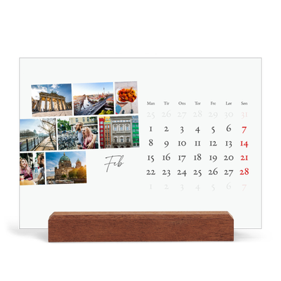 Staffeli kalender - liggende  — Byferie (hvid) [Februar]