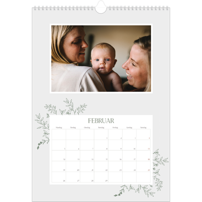 Årskalender A3 — Håndtegnet blomster [Februar]