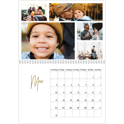 Fotokalender A4 dobbelt (30 x 40 cm) — Håndskrevet måned [Marts]