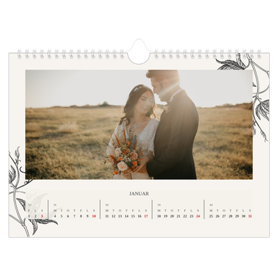Fotokalender A4 — Blek & blomst [Januar]