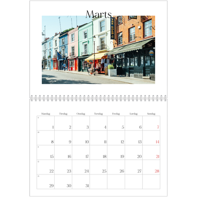 Fotokalender A4 dobbelt (30 x 40 cm) — Min rejseskildring [Marts]