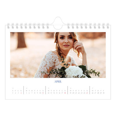 A5 Foto Kalender — Klassisk kobolt [April]