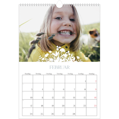 Årskalender A3 — Blomstmotiv [Februar]
