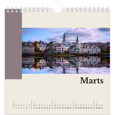 Årskalender kvadratisk — Verdens seværdigheder [Marts]