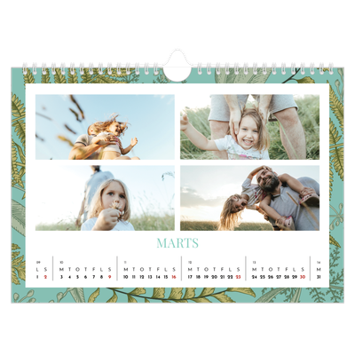 Fotokalender A4 — Blomstret tapet [Marts]