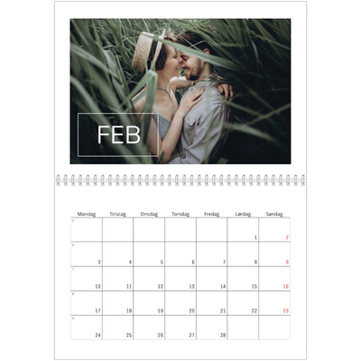 Fotokalender A4 dobbelt (30 x 40 cm) — Stor dato [Februar]