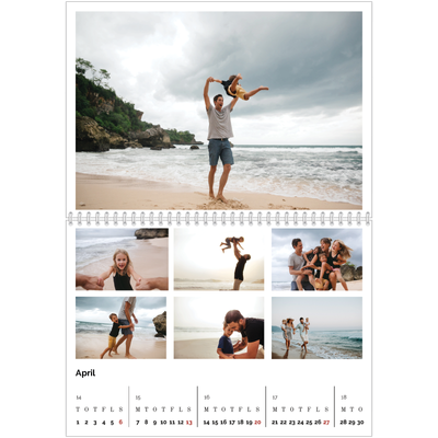 Fotokalender A4 dobbelt (30 x 40 cm) — Billedgrid [April]
