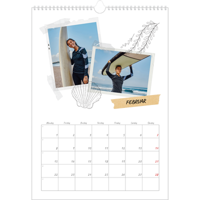 Årskalender A3 — Scrapbook stil [Februar]