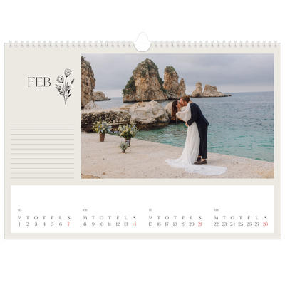 A3 Foto Kalender — Initialer i blomst [Februar]
