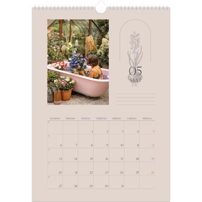 Årskalender A3 — Enkel botanisk [kalender forside]