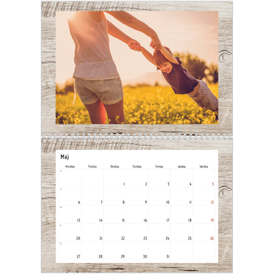 Fotokalender A4 dobbelt (30 x 40 cm) — Paneler i træ [kalender forside]
