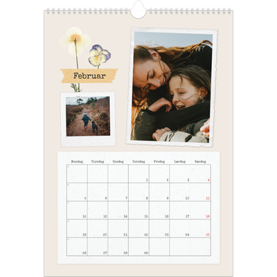 Årskalender A3 — Vintage scrapbooking [Februar]