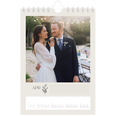A5 Foto Kalender — Initialer i blomst [April]