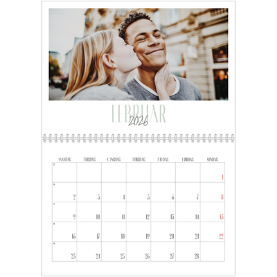 Fotokalender A4 dobbelt (30 x 40 cm) — Flere fonter [Februar]