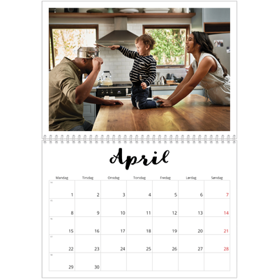 Fotokalender A4 dobbelt (30 x 40 cm) — Håndskrevet [April]