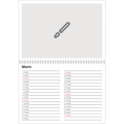 Fotokalender A4 dobbelt (30 x 40 cm) — Design selv [Marts]
