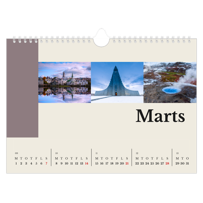 Fotokalender A4 — Verdens seværdigheder [Marts]